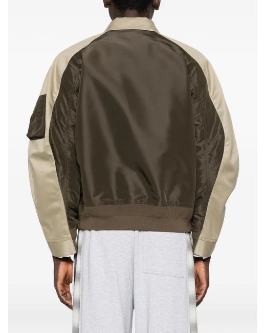 Sacai Brown Colourblock Zip Jacket for men