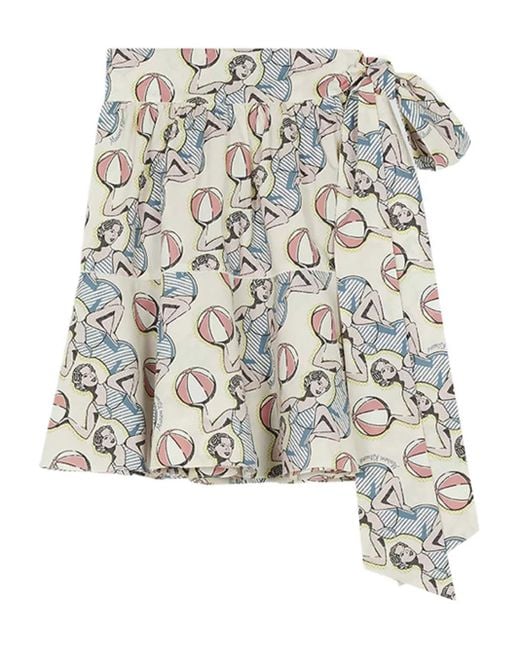 Maison Kitsuné White Printed Skirt
