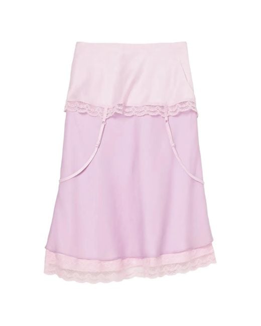 Marc Jacobs Pink Layered Satin Slip Skirt