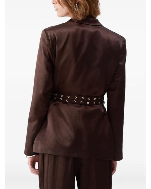 Liu Jo Satijnen Blazer Met Ceintuur in het Brown