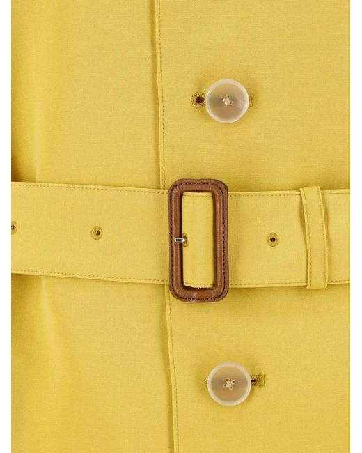 Auralee Yellow Belted Trench Coat for men