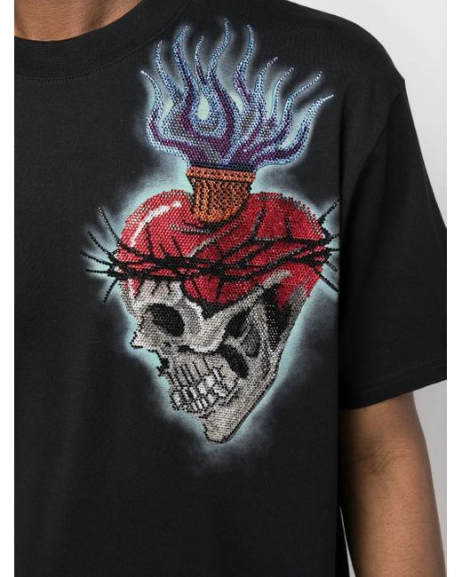 Philipp Plein Black Tattoo-Print Detail T-Shirt for men