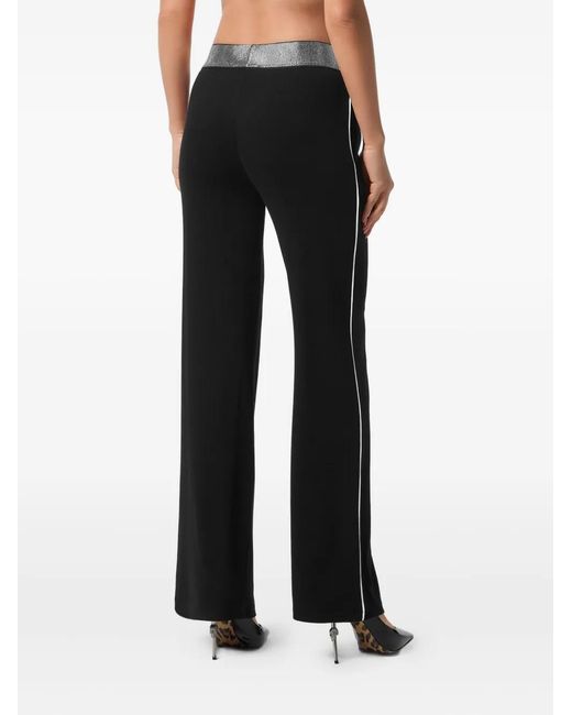 Philipp Plein Black Logo-Embellished Trousers