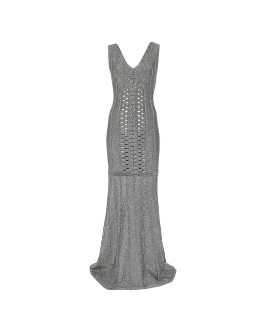 Circus Hotel White V-Neck Openwork Dress
