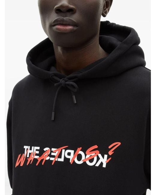 The Kooples Black Graphic-Print Cotton Hoodie for men