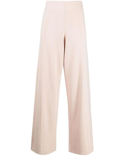 Pringle of Scotland Natural High-Waisted Knitted Trousers