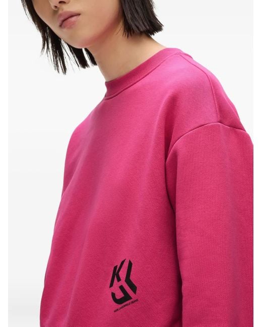 Karl Lagerfeld Red Monogram-Print Crew-Neck Sweatshirt