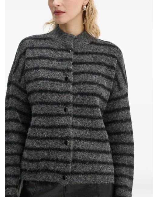 Gestuz Black Alpha Striped Button Cardigan