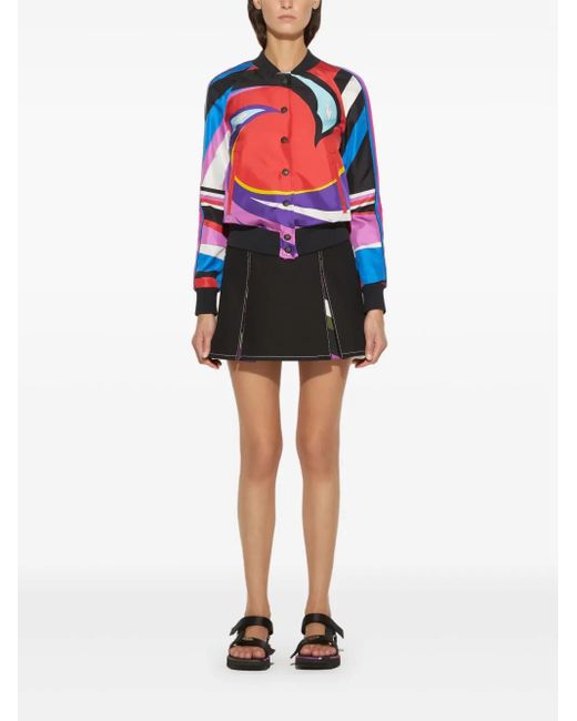Emilio Pucci Blue Cigni-Print Twill Bomber Jacket