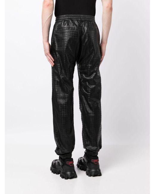 Givenchy Black Embossed-4g Pattern Leather Trousers for men