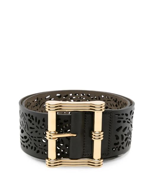Etro Black Laser-Cut Reversible Belt