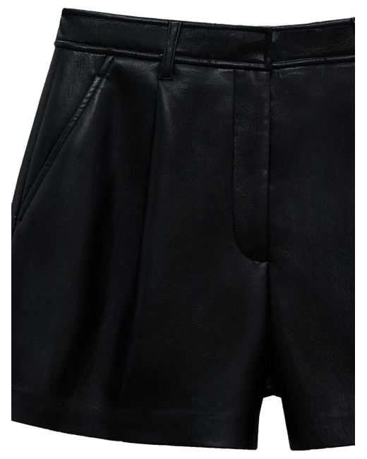 Anine Bing Black Leather Shorts