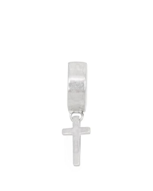 AllSaints White Cross-Pendant Slim Hoop Earrings