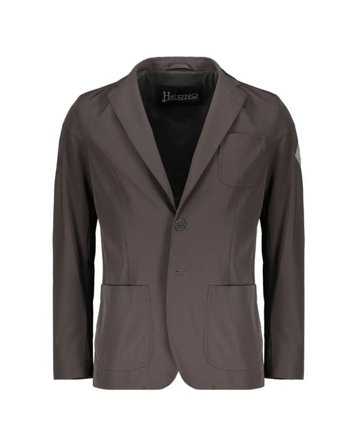 Herno Black Notch-Lapel Patch-Pocket Blazer for men