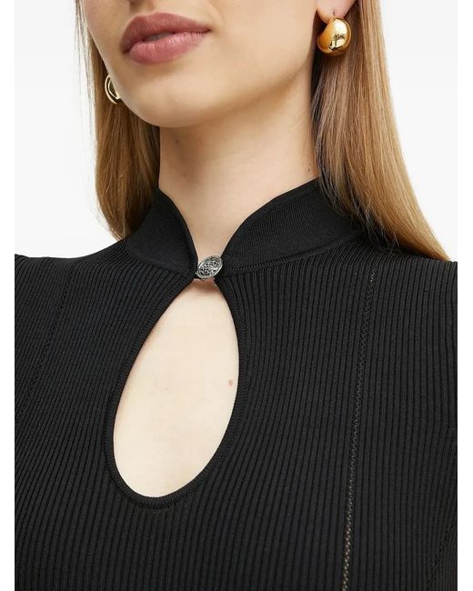 Guess Black Ribbed Keyhole Mini Dress