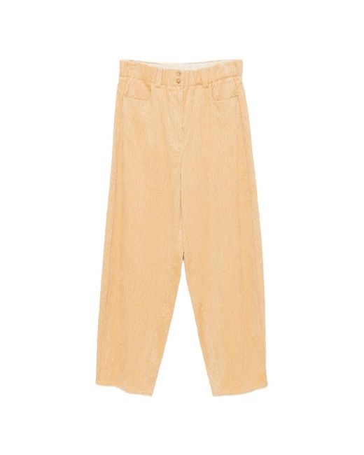Alysi White Corduroy Wide-Leg Trousers
