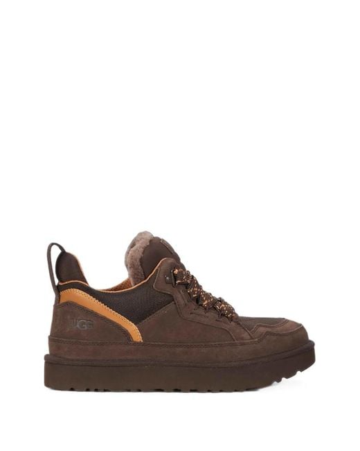 Ugg Brown Lowmel Shearling-Trim Panelled Sneakers for men