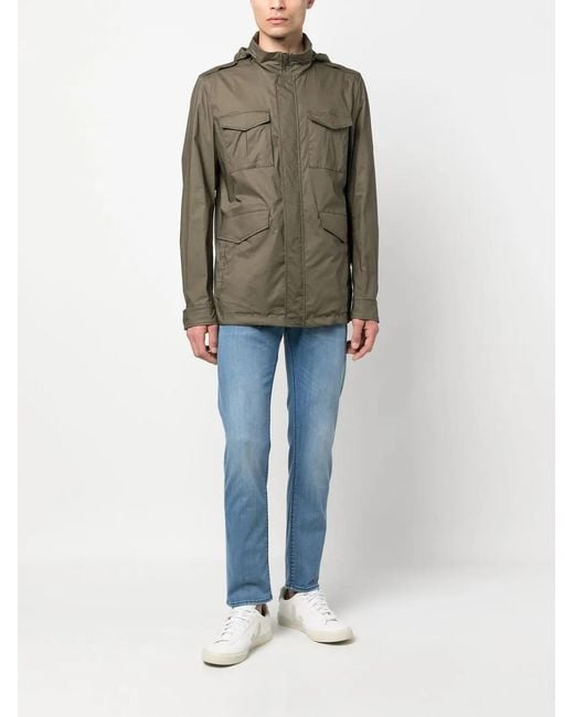 Herno Green Detachable Hood Jacket for men