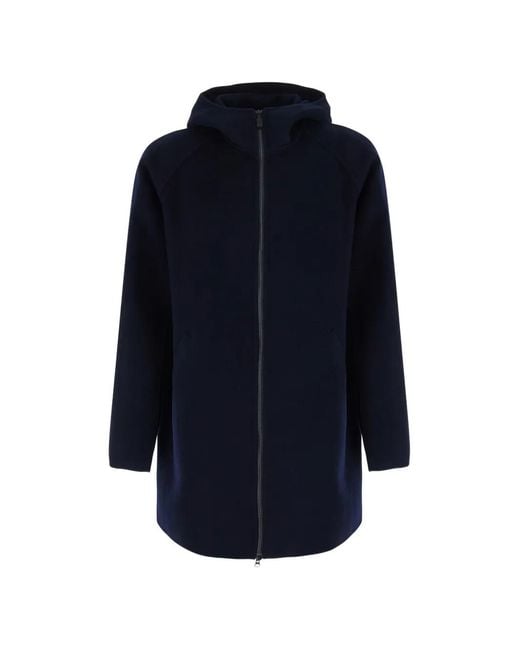 Aspesi Blue Hooded Raglan-Sleeve Coat for men