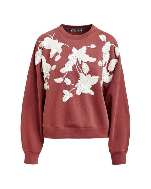 Essentiel Antwerp Red Sequinned Sweatshirt