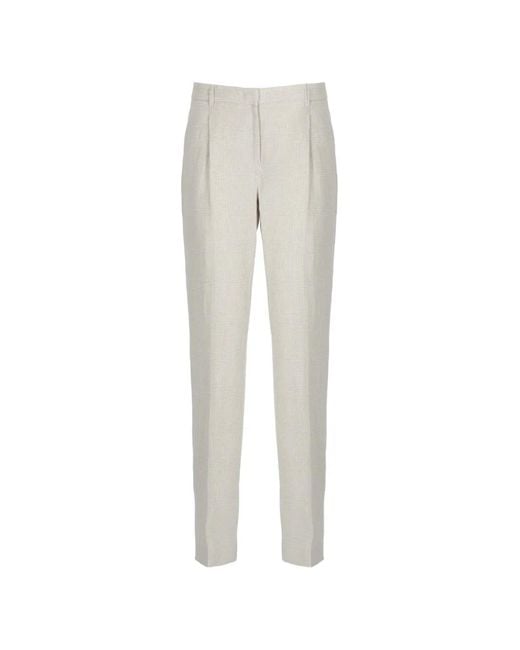Lardini White Prince Of Wales Linen Trousers