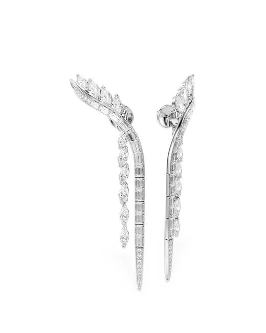 Swarovski White Crystal-Embellished Drop Earrings