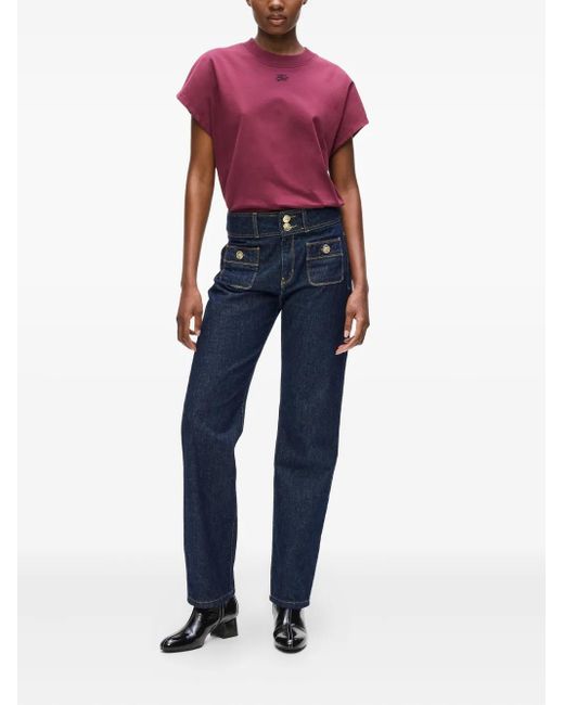 Karl Lagerfeld Blue Double-Button Patch-Pocket Jeans