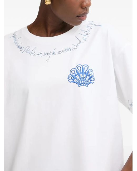 Twinset White Embroidered Shell-Patch T-Shirt