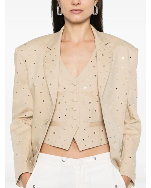 GIUSEPPE DI MORABITO Natural Rhinestone-Embellished Single-Breasted Blazer