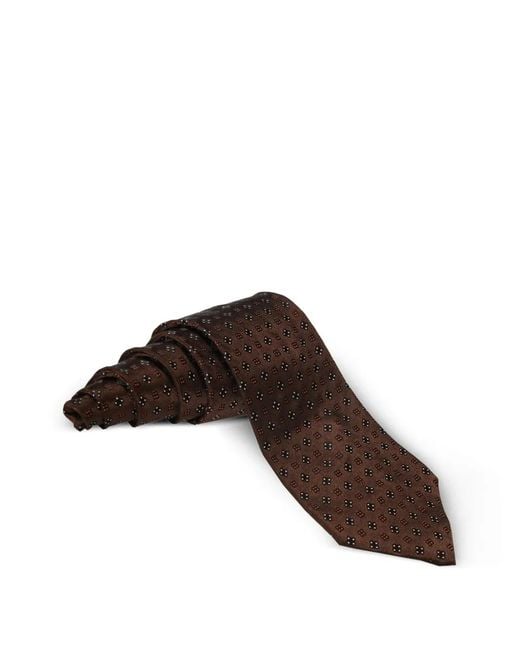 Trussardi Brown Geometric Micro-Pattern Silk Tie for men