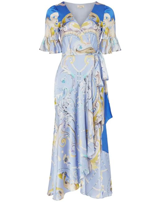 Abito A Portafoglio Con Stampa Carline di Temperley London in Blue