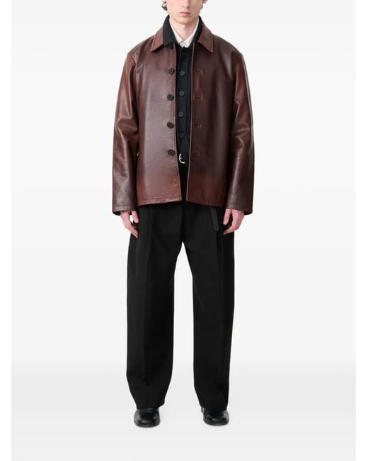 Studio Nicholson Brown Landau Leather Jacket