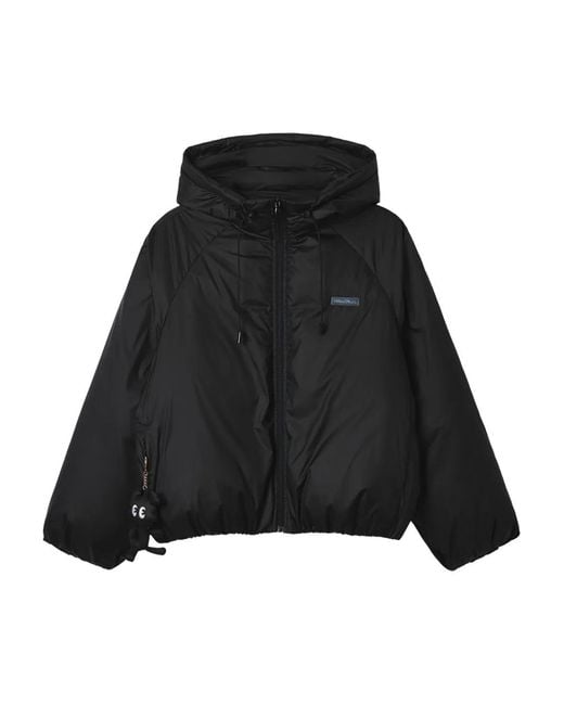 Mini Cream Black Hooded Zip-Fastening Jacket