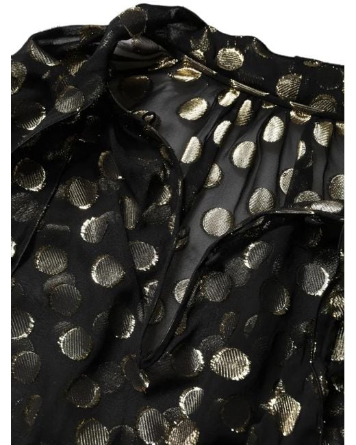 Dolce & Gabbana Black Polka-Dot Pussy-Bow Blouse