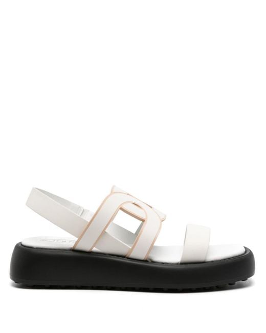 Tod's White Cut-out Leather Sandals