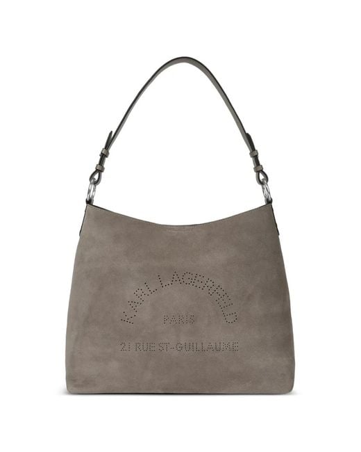 Karl Lagerfeld Gray K/Daily Suede Bag