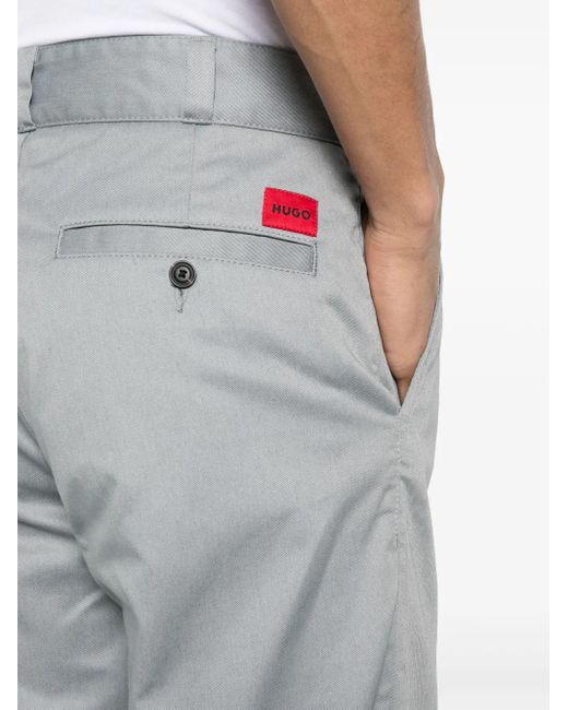 HUGO Gray Pressed-Crease Straight-Leg Trousers for men