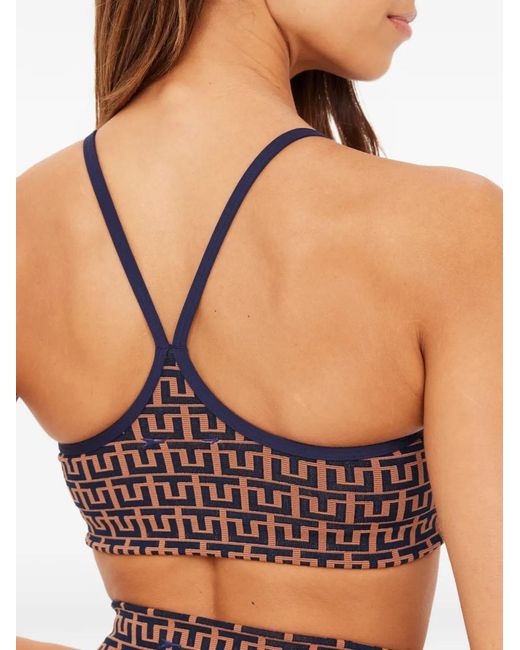 The Upside Brown Castilla Bowie Geometric-Print Bra