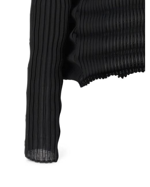 Issey Miyake Black Spring Pleats Wave-Pattern Cardigan