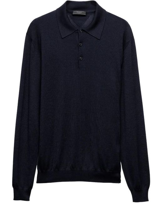 Prada Blue Buttoned Polo Shirt for men