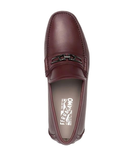 Ferragamo Brown Ferragamo Gancini-Buckle Leather Loafers for men