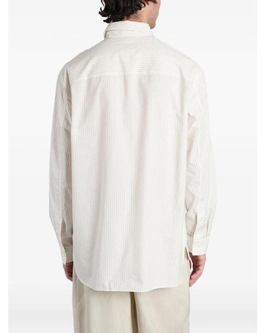 Maison Kitsuné White Striped Oversized Cotton Shirt for men