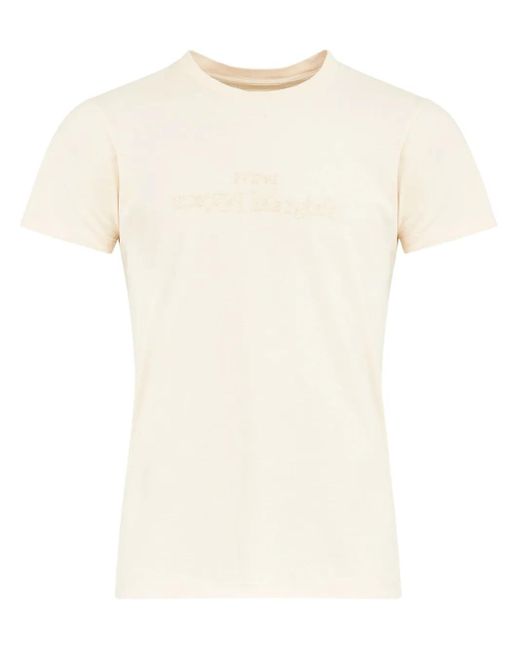 Maison Margiela Natural Logo-Embroidered Cotton T-Shirt for men