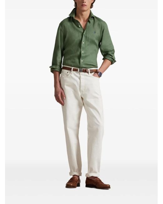 Polo Ralph Lauren Green Linen Shirt for men
