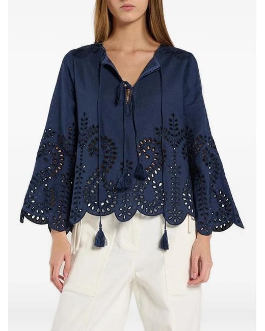 CHRISTY LYNN Blue Kora Broderie-Anglaise Blouse