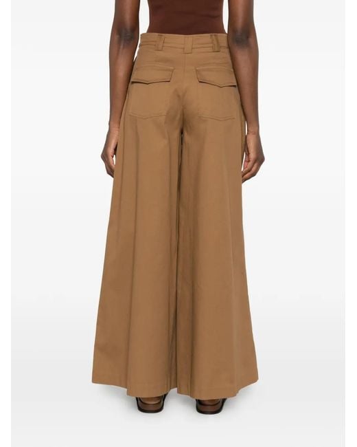 Marc Ellis Natural Patch-Pocket Palazzo Pants