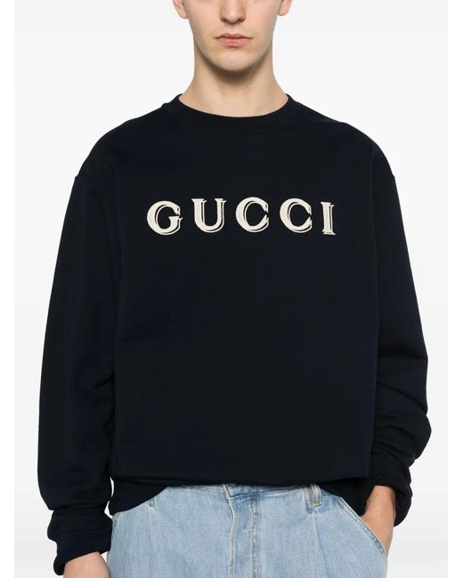 Gucci Black Log-Detail Crew-Neck Sweater for men