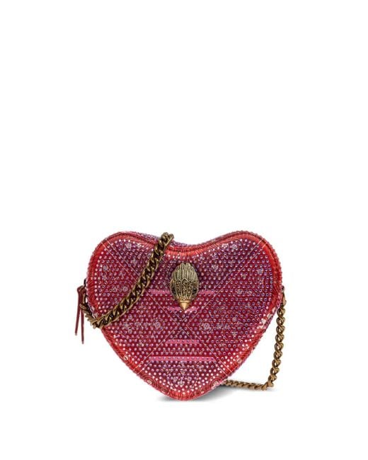 Kurt Geiger Purple Kensington Heart Heart-Shaped Crystal-Embellished Tote Bag