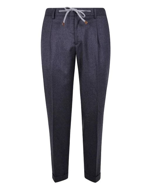 Pantalones plisados con cordones Barba Napoli de hombre de color Blue