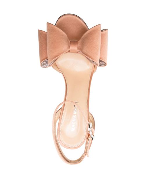 Mach & Mach Pink 90mm Double-bow Satin Sandals